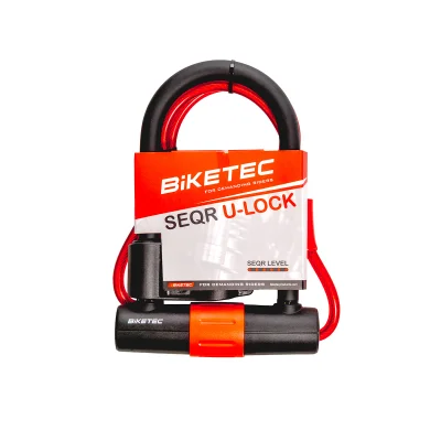 Zabezpieczenie U-Lock z linką 10mm 1,2m + kłódka 180x260mm jarzmo 16mm 3 klucze - Biketec Zabezpieczenie U-Lock z linką 10mm 1,2m + kłódka 180x260mm jarzmo 16mm 3 klucze - Biketec