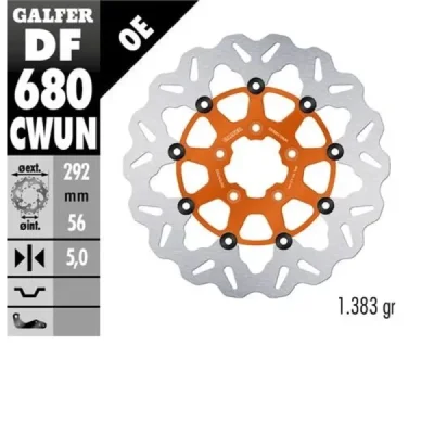 Galfer Tarcza Hamulcowa Przód Harley-Davidson (292X56X5) (Wave) Pływająca Pomarańczowy (Patrz Opis)