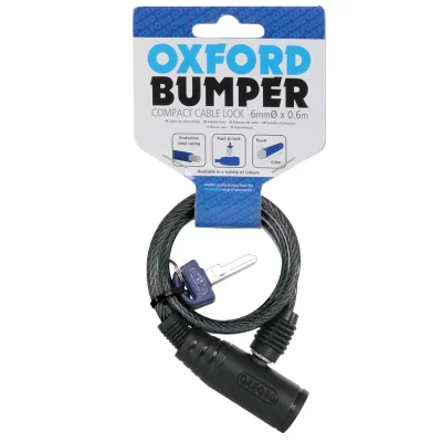 Zabezpieczenie linka Bumper Cable Lock Smoke zamek na klucz 6x600mm czarna - Oxford Zabezpieczenie linka Bumper Cable Lock Smoke zamek na klucz 6x600mm czarna - Oxford