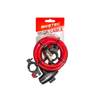 Zabezpieczenie kablowe linka 12mm 1,8m z kłódką 3 klucze - Biketec Zabezpieczenie kablowe linka 12mm 1,8m z kłódką 3 klucze - Biketec