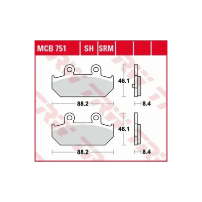 Klocki hamulcowe TRW Lucas MCB 751 (2 szt.) (MCB751) Klocki hamulcowe TRW Lucas MCB 751 (2 szt.) (MCB751)