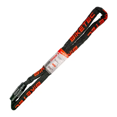 Łańcuch CP 1,5m oczko 8mm zamek szyfrowy 5 cyfrowy czarna otulina - Biketec Łańcuch CP 1,5m oczko 8mm zamek szyfrowy 5 cyfrowy czarna otulina - Biketec