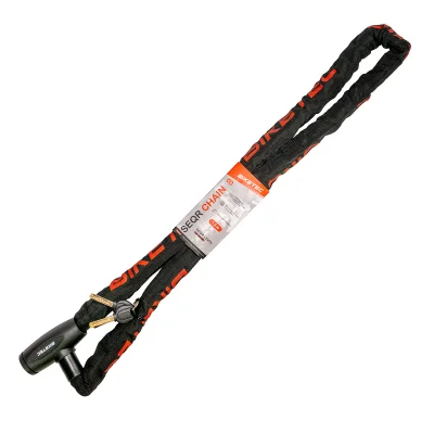 Łańcuch CP 1,5m oczko 8mm wbudowana kłódka 3 klucze czarna otulina - Biketec Łańcuch CP 1,5m oczko 8mm wbudowana kłódka 3 klucze czarna otulina - Biketec