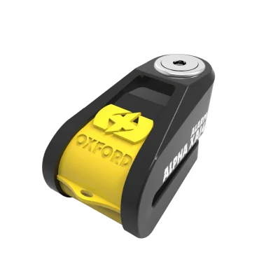 Blokada tarczy hamulcowej z alarmem Alpha XA14 czarny/żółty fluo pin 14mm - Oxford Blokada tarczy hamulcowej z alarmem Alpha XA14 czarny/żółty fluo pin 14mm - Oxford