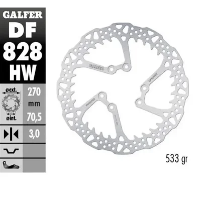 Galfer Tarcza Hamulcowa Przód Tm En/Mx/Smr/Smx 125/144/250/300/400/450/530 '00-'24 (270X70,5X3Mm) Shark Enduro Mx