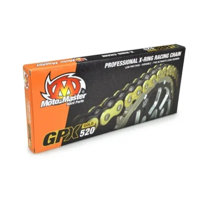Moto-Master Łańcuch Napędowy Gpx-520G Professional Motocross / Enduro Racing X-Ring Chain Złoty (120 Ogniw, Zapinka W Zestawie) Moto-Master Łańcuch Napędowy Gpx-520G Professional Motocross / Enduro Racing X-Ring Chain Złoty (120 Ogniw, Zapinka W Zestawie)