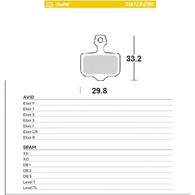 Klocki hamulcowe sinter Sport metaliczne Avid Elixir 9/7/5/3/1/CR/R, Sram XX/XO/DB1/DB3/DB5, Level T/TL - Moto-Master