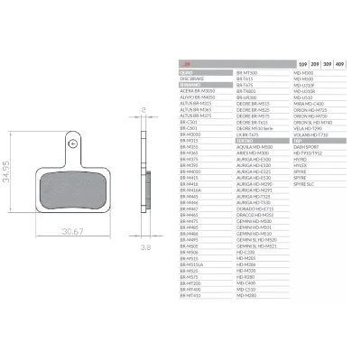 Klocki hamulcowe sinter spiekane metaliczne MTB/szosa/elektryk Shimano Deore BR-M575/525/515, BR-T615 - Brenta
