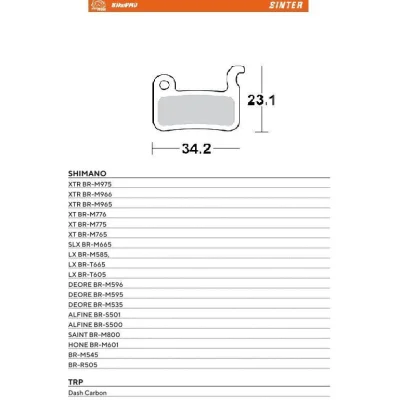 Klocki hamulcowe sinter metaliczne Shimano XTR BR-M975/966/965, XT BR-M776/775/765, SLX BR-M665, Saint BR-M800 - Moto-Master Klocki hamulcowe sinter metaliczne Shimano XTR BR-M975/966/965, XT BR-M776/775/765, SLX BR-M665, Saint BR-M800 - Moto-Master