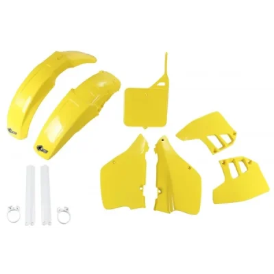 UFO KOMPLET PLASTIKÓW (FULL KIT) Z OSŁONAMI TELESKOPÓW (AMORTYZATORÓW) SUZUKI RM 250 '89-'91 OEM (ŻÓŁTY) (SU398E999)