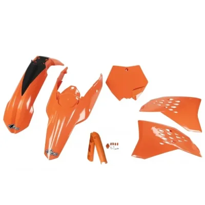 UFO KOMPLET PLASTIKÓW (FULL KIT) Z OSŁONAMI TELESKOPÓW (AMORTYZATORÓW) KTM SX/SXF '07-'10 POMARAŃCZOWY