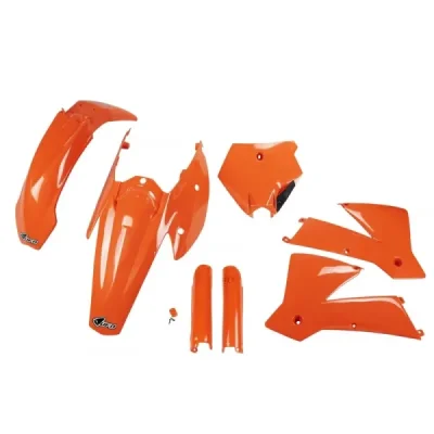 UFO KOMPLET PLASTIKÓW (FULL KIT) Z OSŁONAMI TELESKOPÓW (AMORTYZATORÓW) KTM SX/EXC '03-'04 POMARAŃCZOWY (KT502E127)