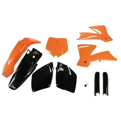 UFO KOMPLET PLASTIKÓW (FULL KIT) Z OSŁONAMI TELESKOPÓW (AMORTYZATORÓW) KTM SX-SXF '01-'02 OEM (POMARAŃCZOWY/CZARNY) (KT501E999) UFO KOMPLET PLASTIKÓW (FULL KIT) Z OSŁONAMI TELESKOPÓW (AMORTYZATORÓW) KTM SX-SXF '01-'02 OEM (POMARAŃCZOWY/CZARNY) (KT501E999)