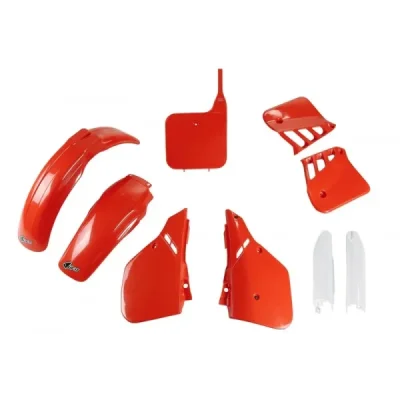 UFO KOMPLET PLASTIKÓW (FULL KIT) Z OSŁONAMI TELESKOPÓW (AMORTYZATORÓW) HONDA CR 250 '87 OEM (CZERWONY) (HO093E999)