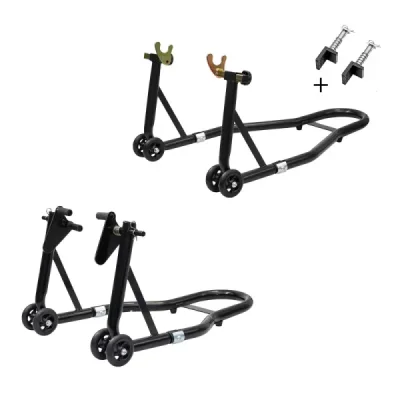 Zestaw Pro podnośników stojaków motocyklowych przód/tył typ-V typ-L czarny - Biketec Zestaw Pro podnośników stojaków motocyklowych przód/tył typ-V typ-L czarny - Biketec