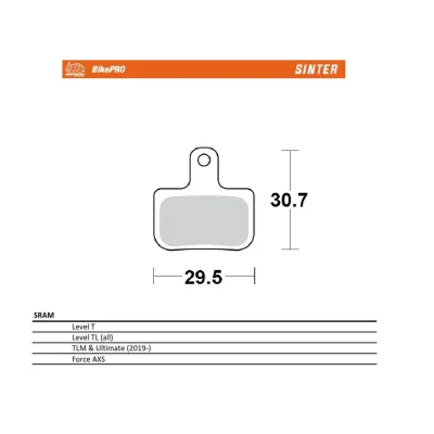 Klocki hamulcowe rowerowe sinter metaliczne Sram Level T/TL/TLM Ultimate '19-, Force AXS - Moto-Master