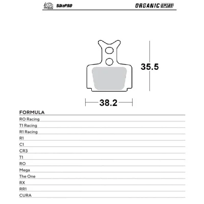 Klocki hamulcowe rowerowe organiczne Sport Formula Cura/RO Racing/T1/R1/C1/CR3/Mega/The One/RX/RR1 - Moto-Master