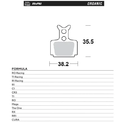 Klocki hamulcowe rowerowe organiczne Formula Cura/RO Racing/T1/R1/C1/CR3/Mega/The One/RX/RR1 - Moto-Master