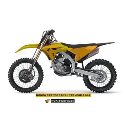 UFO KOMPLET PLASTIKÓW (FULL KIT) Z OSŁONAMI TELESKOPÓW (AMORTYZATORÓW) HONDA CRF 250 R '22-'24, CRF 450 R '21-'24 ZŁOTY