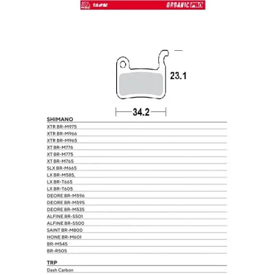 Klocki hamulcowe organiczne Pro Shimano XTR BR-M975/966/965, XT BR-M776/775/765, SLX BR-M665, Saint BR-M800 - Moto-Master