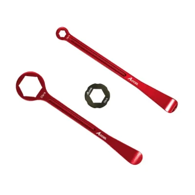 Komplet łyżek do opon ALU kute z kluczami oczkowymi 32,22,12,10mm czerwone - Accel Komplet łyżek do opon ALU kute z kluczami oczkowymi 32,22,12,10mm czerwone - Accel