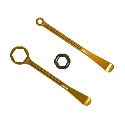 Komplet łyżek do opon ALU kute z kluczami oczkowymi 32,22,12,10mm złote - Accel Komplet łyżek do opon ALU kute z kluczami oczkowymi 32,22,12,10mm złote - Accel