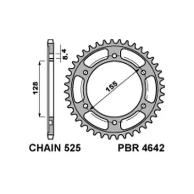 Zębatka tył stalowa PBR 4642 Tempered 38Z rozmiar 525 JTR893-38 (464238C45T) Zębatka tył stalowa PBR 4642 Tempered 38Z rozmiar 525 JTR893-38 (464238C45T)