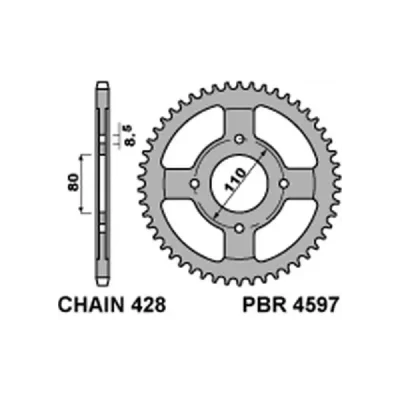 Zębatka tył stalowa PBR 4597 42Z rozmiar 428 JTR1219-42 (459742C45) Zębatka tył stalowa PBR 4597 42Z rozmiar 428 JTR1219-42 (459742C45)