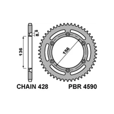 Zębatka tył stalowa PBR 4590 54Z rozmiar 428 Husqvarna TE 125 (459054C45) Zębatka tył stalowa PBR 4590 54Z rozmiar 428 Husqvarna TE 125 (459054C45)