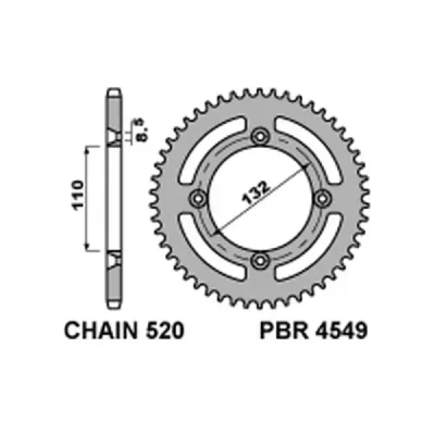Zębatka tył stalowa PBR 4549 48Z rozmiar 520 - 454948C45 Zębatka tył stalowa PBR 4549 48Z rozmiar 520 - 454948C45
