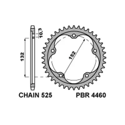 Zębatka tył stalowa PBR 4460 Tempered 43Z rozmiar 525 - 446043C45T Zębatka tył stalowa PBR 4460 Tempered 43Z rozmiar 525 - 446043C45T