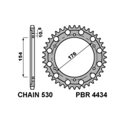 Zębatka tył stalowa PBR 4434 44Z rozmiar 530 JTR1340-44 (443444C45) Zębatka tył stalowa PBR 4434 44Z rozmiar 530 JTR1340-44 (443444C45)