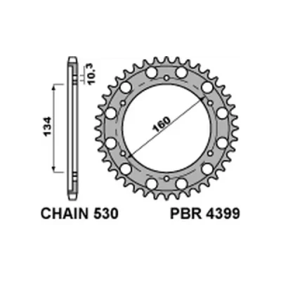 Zębatka tył stalowa PBR 4399 44Z rozmiar 530 JTR1306-44 (439944C45) Zębatka tył stalowa PBR 4399 44Z rozmiar 530 JTR1306-44 (439944C45)