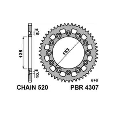 Zębatka tył stalowa PBR 4307 39Z rozmiar 520 JTR210-39 (430739C45) Zębatka tył stalowa PBR 4307 39Z rozmiar 520 JTR210-39 (430739C45)