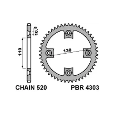 Zębatka tył stalowa PBR 4303 39Z rozmiar 520 JTR1350-39 - 430339C45 Zębatka tył stalowa PBR 4303 39Z rozmiar 520 JTR1350-39 - 430339C45