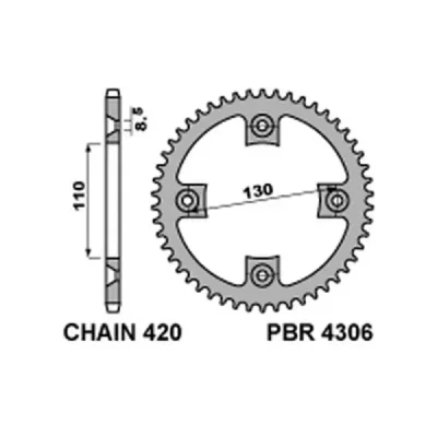 Zębatka tył stalowa PBR 4306 55Z rozmiar 420 JTR215-55 - 430655C45 Zębatka tył stalowa PBR 4306 55Z rozmiar 420 JTR215-55 - 430655C45