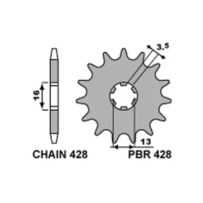 Zębatka przód stalowa PBR 428 12Z rozmiar 428 (42812) Zębatka przód stalowa PBR 428 12Z rozmiar 428 (42812)