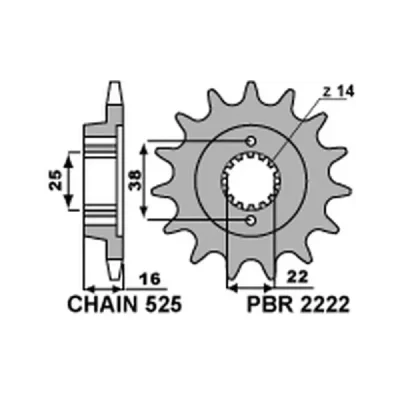 Zębatka przód stalowa PBR 2222 14Z rozmiar 525 JTF740-14 (22221418NC) Zębatka przód stalowa PBR 2222 14Z rozmiar 525 JTF740-14 (22221418NC)