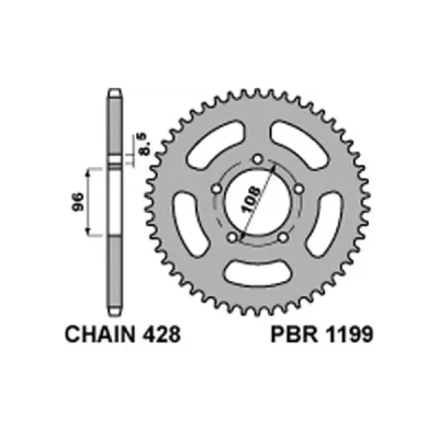 Zębatka tył stalowa PBR 1199 49Z rozmiar 428 MZ RT 125 2003 (119949C45)