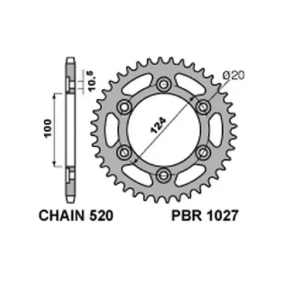 Zębatka tył stalowa PBR 1027 42Z rozmiar 520 JTR735-42 - 102742C45