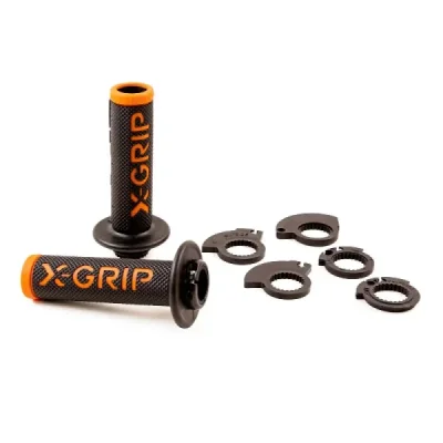 Manetki BRAAAAP pomarańczowe lock-on grip open end z otworem z adapterami rolgazu - X-GRIP