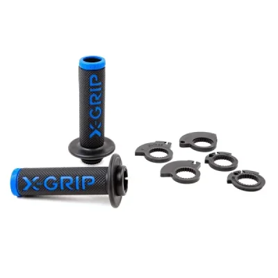 Manetki BRAAAAP GRIPS LOCK-ON-GRIP niebieskie open end (z otworem) z adapterami rolgazu - X-GRIP Manetki BRAAAAP GRIPS LOCK-ON-GRIP niebieskie open end (z otworem) z adapterami rolgazu - X-GRIP