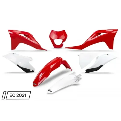 Komplet plastików UFO Gas Gas EC EC-F 2021 z osłoną lampy biały czerwony (GGKIT703999) Komplet plastików UFO Gas Gas EC EC-F 2021 z osłoną lampy biały czerwony (GGKIT703999)