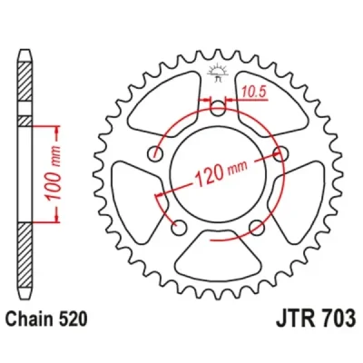Jt Zębatka Tylna 4396 43 Aprilia Rs / Tuono 660 '21-'24, Touno Factory 660 '22, (439643Jt) (Łańc. 520) (Oem: Cm306201)