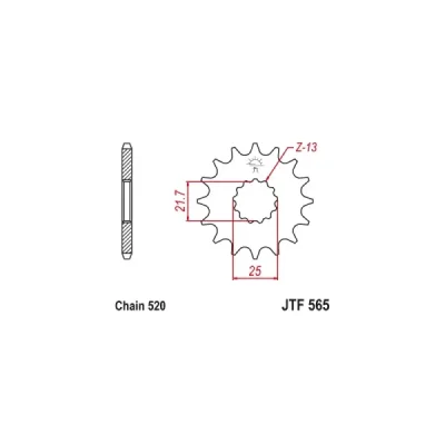 Zębatka przód JT JTF565.14RB, 14,z rozmiar 520 z tłumikiem drgań - JTF565.14RB Zębatka przód JT JTF565.14RB, 14,z rozmiar 520 z tłumikiem drgań - JTF565.14RB