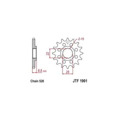 Zębatka przód JT JTF1901.14RB, 14z rozmiar 520 z tłumikiem drgań - JTF1901.14RB Zębatka przód JT JTF1901.14RB, 14z rozmiar 520 z tłumikiem drgań - JTF1901.14RB