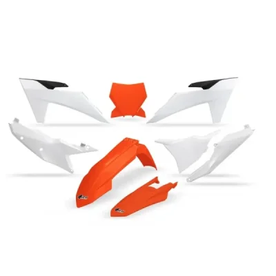 UFO KOMPLET PLASTIKÓW KTM SX 125 / 250 / 300 TBI '23-'24, SX-F 250 / 350 / 450 '23-'24 OEM (POMARAŃCZOWY/BIAŁY)