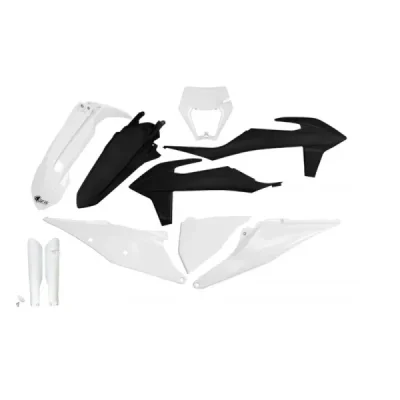 Komplet plastików z osłonami KTM EXC/EXC-F OEM biały/czarny UFO Komplet plastików z osłonami KTM EXC/EXC-F OEM biały/czarny UFO