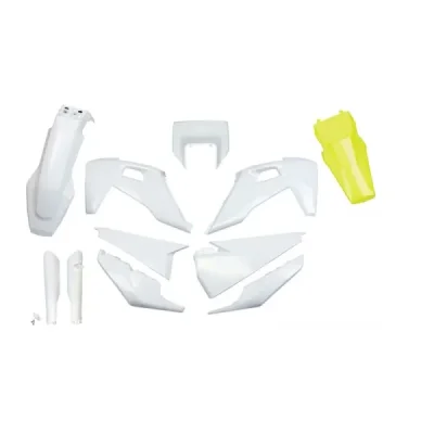 Komplet plastików z osłonami Husqvarna TX/TE/FE OEM biały/żółty UFO Komplet plastików z osłonami Husqvarna TX/TE/FE OEM biały/żółty UFO