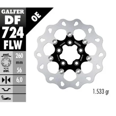 Tarcza hamulcowa Galfer Wave  pływająca tył (DF724FLW)